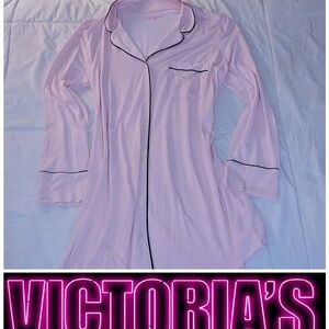 Victorias Secret modal button down sleep shirt dress M Super Soft! Light pink